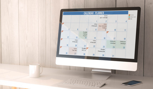 计算机屏幕上的日历策划师图片