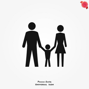 时尚父母标志概念透明背景从家庭关系收集家庭图标矢量在时髦的平面