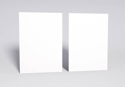 空白2白色页面模拟, 3d 渲染。软阴影