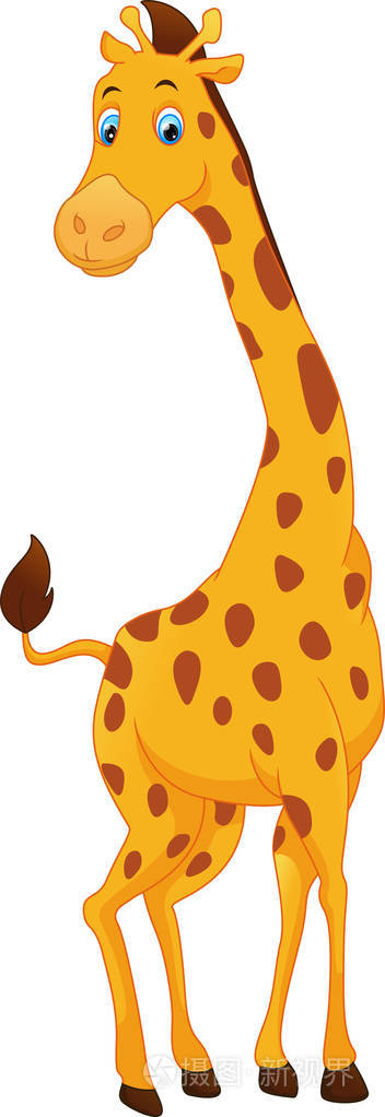 可爱的长颈鹿卡通矢量插画