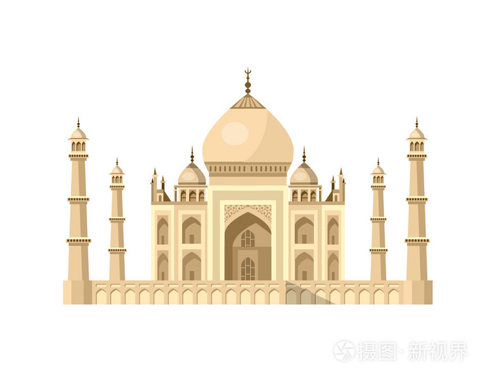 世界最著名的地标.矢量图的泰姬陵