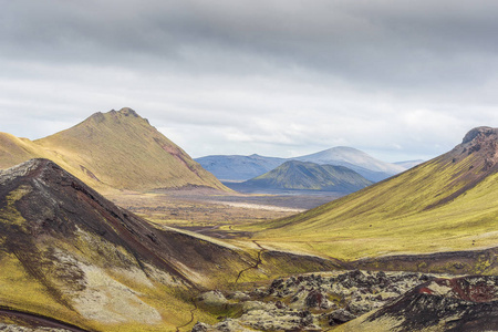 Landmannalaugar 火山山的伟大的看法在冰岛。初秋