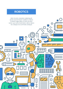 机器人线设计宣传册海报模板 A4