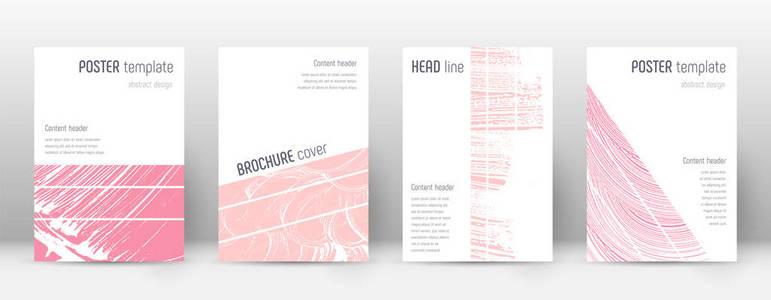 封面设计模板。几何小册子布局。惊险时尚的抽象封面页面。粉红色