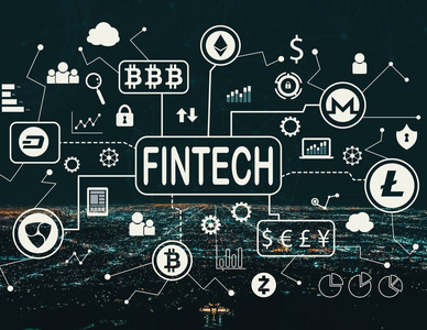 Cryptocurrency fintech 主题与洛杉矶市中心