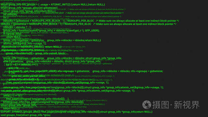 绿色屏幕编码黑客概念动画与故障.编程代码键入错误.