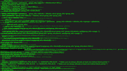 绿色屏幕编码黑客概念动画与故障。编程代码键入错误。大数据和网络攻击。编程代码摘要。Blockchain 概念, 计算机数字代码