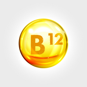 维生素B12黄金图标。 康巴乐滴丸胶囊