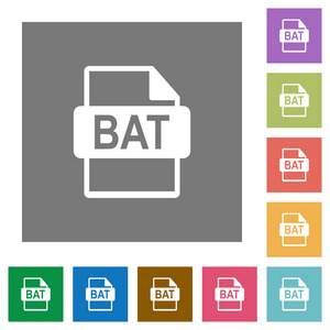蝙蝠文件格式简单颜色正方形背景上的平面图标
