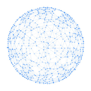球面与网络连接线和点在白色背景下的未来数字计算机技术概念, 3d 抽象插图