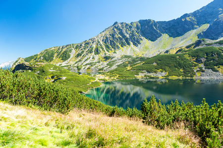 夏季五波兰湖泊流域 Tatra 观  塔特拉山，波兰