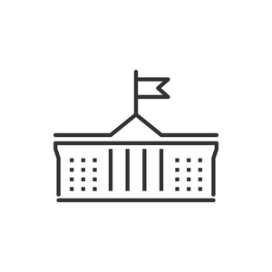 银行大楼图标的扁平风格。政府架构矢量插图在白色孤立的背景。博物馆外部经营理念