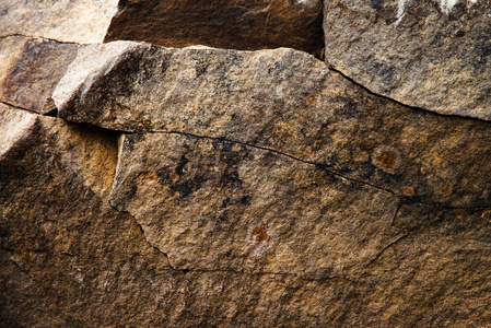 砂岩岩体裂缝的背景或纹理细节