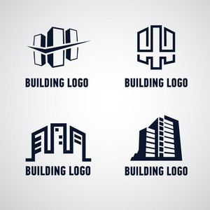 建筑标志和图标的集合。 建筑标志型。