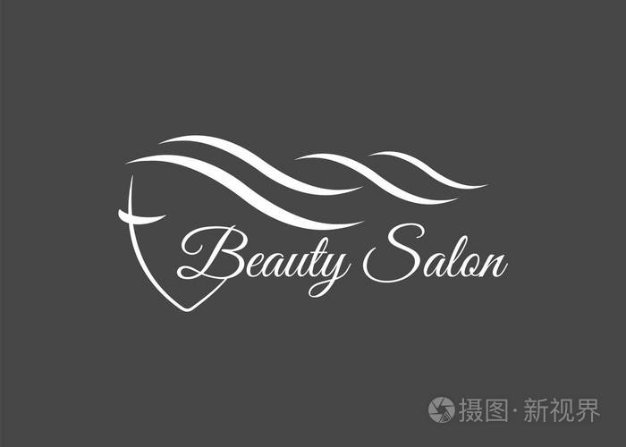 女面孔标志模板为美发沙龙载体.标志头发载体