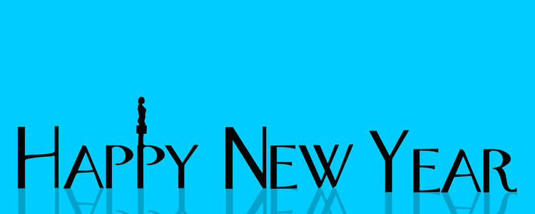 矢量插图题词新年快乐蓝色背景图片