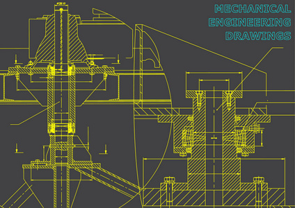 机械工程。技术插图。工程学科背景。技术设计。仪器制作。封面, 横幅, 传单, 背景。灰色