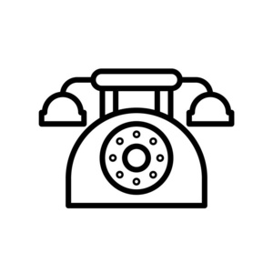 在白色背景电话透明符号线条和轮廓元素的线性样式中隔离的电话图标矢量