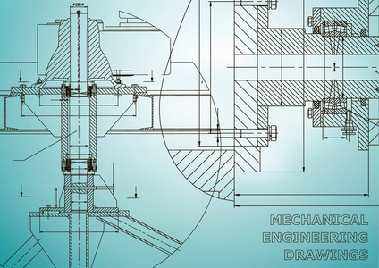 机械工程。技术插图。工程学科背景。技术设计。仪器制作。掩护, 横幅, 传单浅蓝色