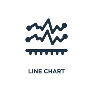 折线图图标。黑色填充矢量图。白色背景上的折线图符号。可用于网络和移动