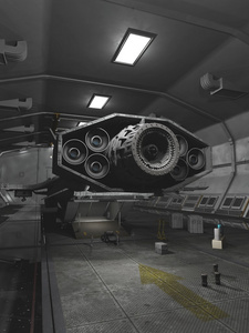 星际飞船在空间码头上落货照片