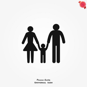 家长图家庭图标矢量在时髦的平面风格隔离的背景下,.