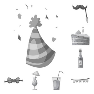 党和生日符号的矢量设计。网上聚会和庆典股票符号的收集