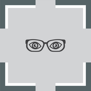 木制的桌子上的眼镜能源效率概念盲人图标设置-与拐杖的导盲犬视觉