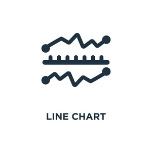 折线图图标。黑色填充矢量图。白色背景上的折线图符号。可用于网络和移动