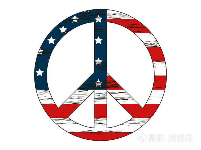 和平象征着美国国旗和星星的颜色. iso