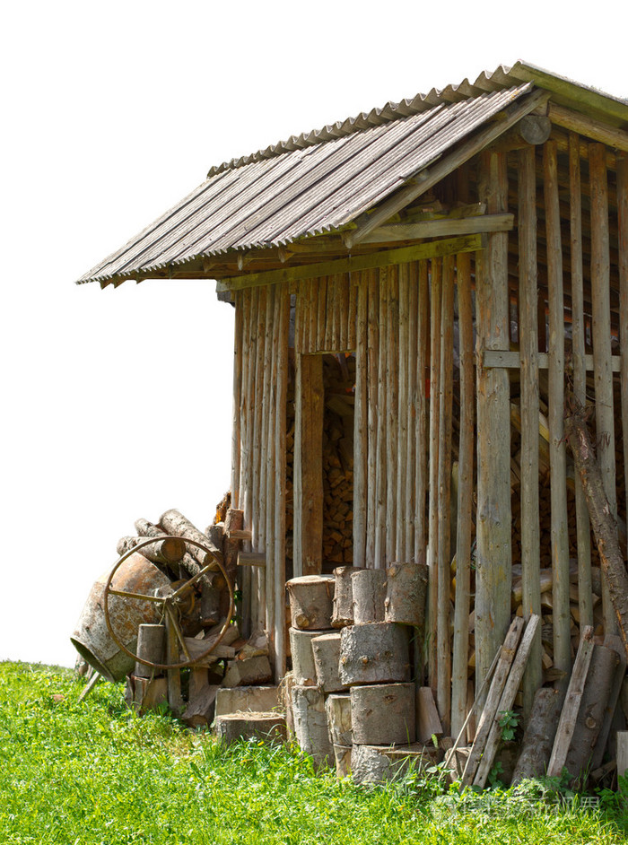 孤立的国家的木棚谷仓