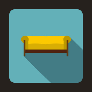 黄色的沙发中平面样式的图标