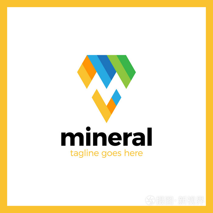 字母m 负空间矿物标志.行针钻石三角形标识