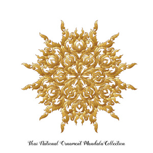 传统泰式装饰品的黄金曼荼罗。股票矢量图