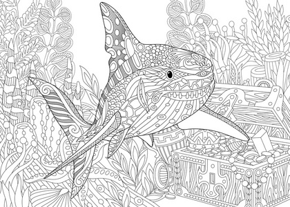 zentangle 程式化的水族馆照片