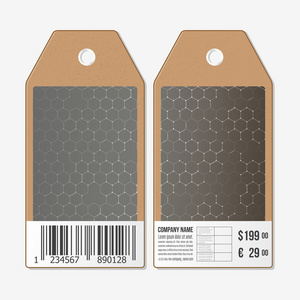标签设计在两边纸板销售标签与条形码。 c