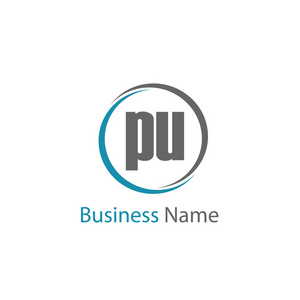 初始字母 Pu 徽标模板设计