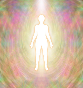 金色女神光环人类能量体 (光环) 与脉轮-女人具有光环,脉轮,能量的