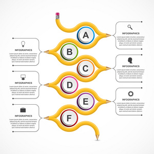 教育铅笔选项信息图表设计模板图片
