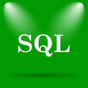 Sql 图标。绿色背景上的互联网按钮