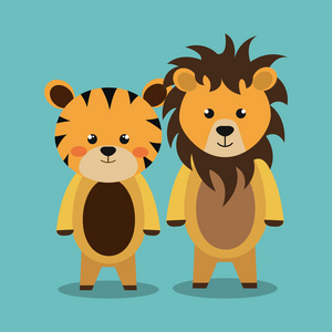 毛绒狮子卡通动物狮子老虎毛绒玩具的设计照片