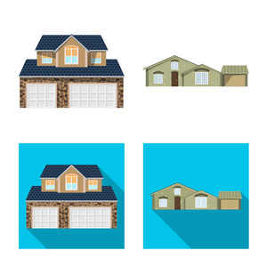 建筑物和前面符号的孤立对象。网站的建筑和屋顶股票符号集