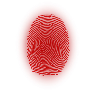 条码指纹白色背景,矢量图上的红色指纹照片