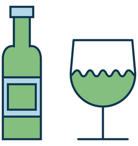 葡萄酒, 玻璃矢量图标