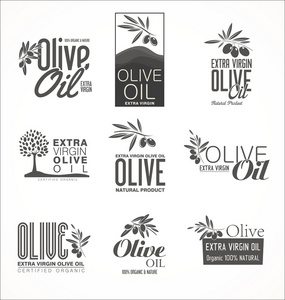 橄榄油复古老式标签集合