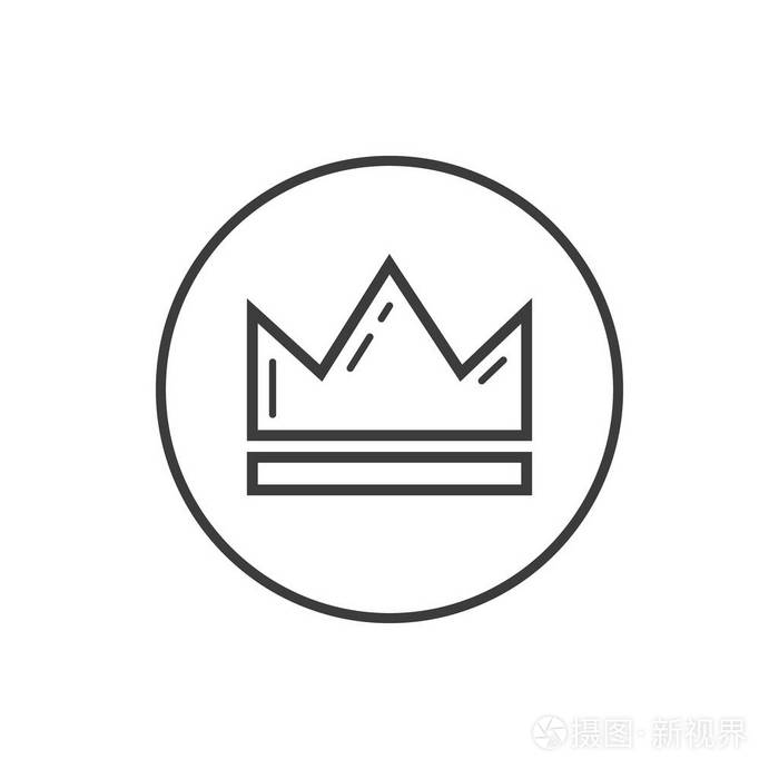 黑白简单向量线在圆框中冠的艺术图标