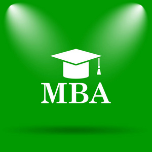 Mba 图标。绿色背景上的互联网按钮