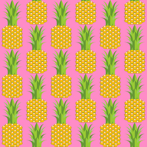 粉红色背景菠萝的热带无缝图案