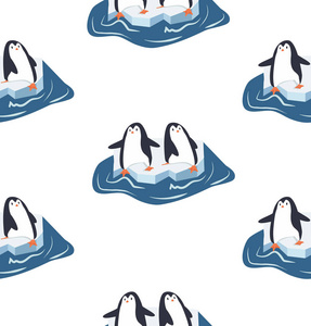 企鹅在一条冰山图案上图片