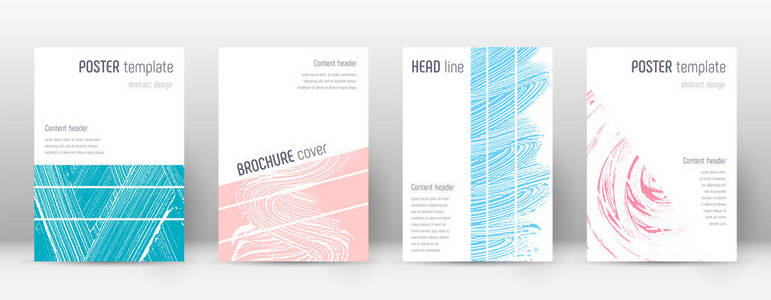 封面设计模板。几何小册子布局。大胆的时尚抽象封面页面。粉红色和蓝光